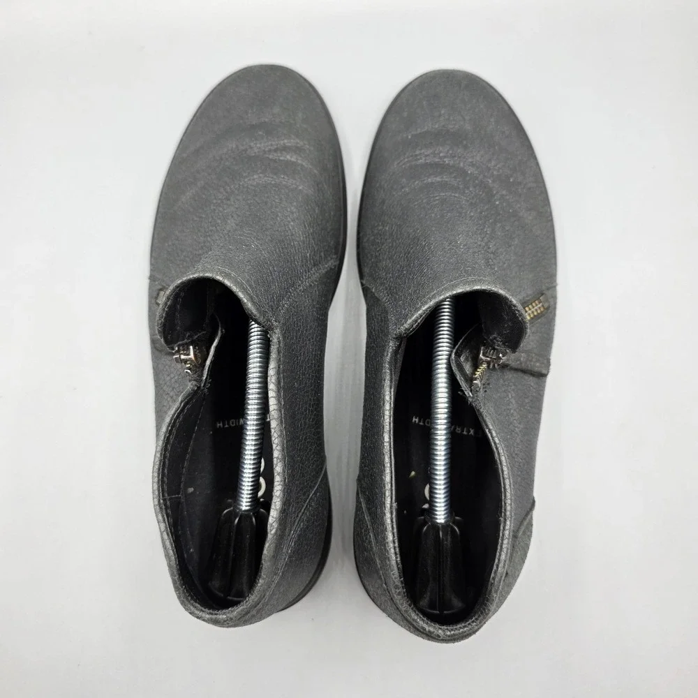 ECCO‎ Bootie Womens 41 Gray Metallic Leather Extra Width Zipper Comfort Sneaker